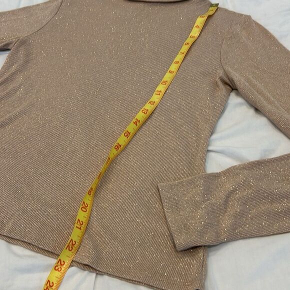 Project Runway Glitter Sparkle Khaki Long Sleeves Turtle-Neck Sweater Top Large - Picture 2 of 8